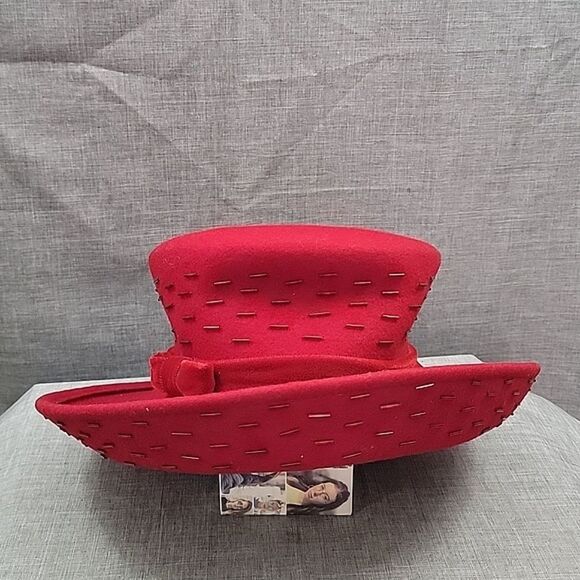 Scala VTG Red Hat Society - Handmade 100% wool Hat Women\'s - Beaded, Fedora, Bow main image 8